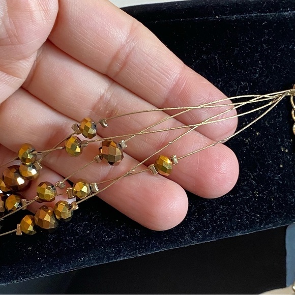 Beaded Necklace & Earring Set Faceted Glass Copper Gunmetal Layered Necklace - Picture 14 of 16